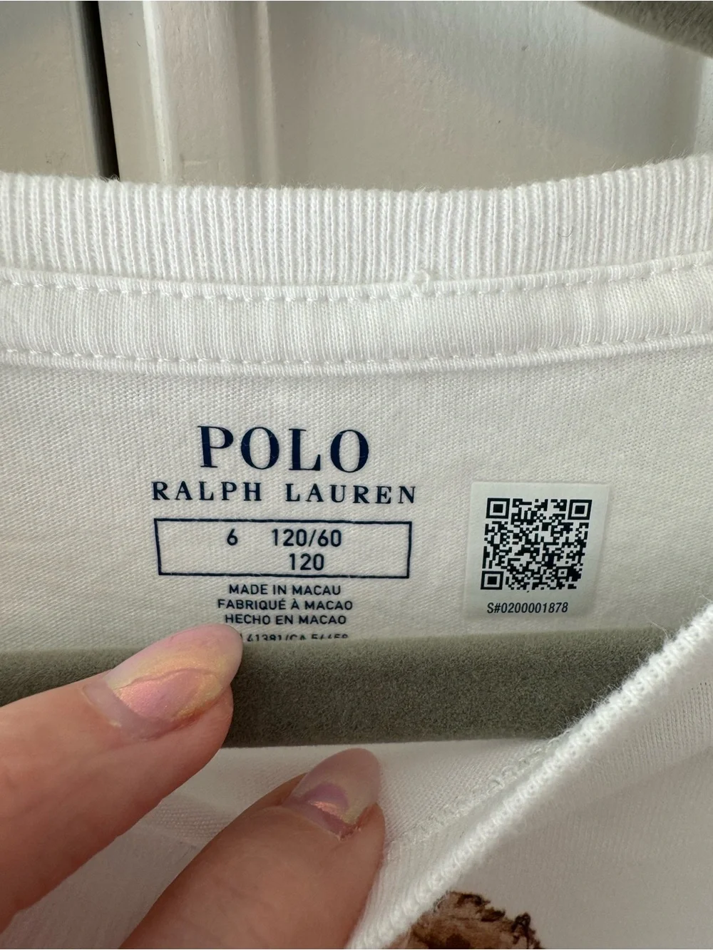 Ralph Lauren White Tee with Polo Bear Graphic